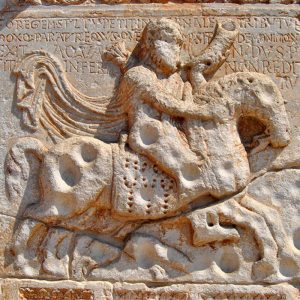 Bas-relief of Theodoric king in Verona, Italy